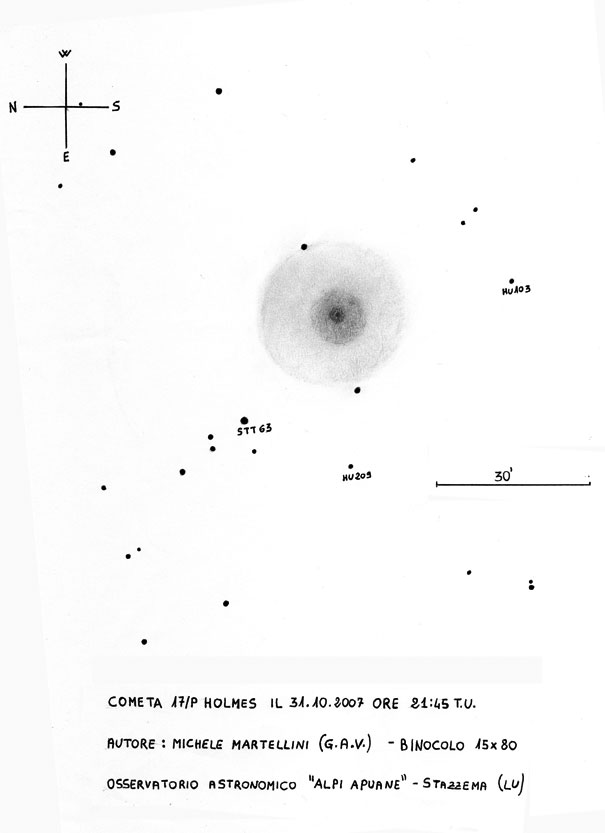 Disegno della Cometa P17 Holmes
